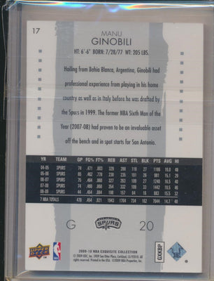 Upper Deck 2009-2010 Exquisite Collection Base #17 Manu Ginobili 17/199