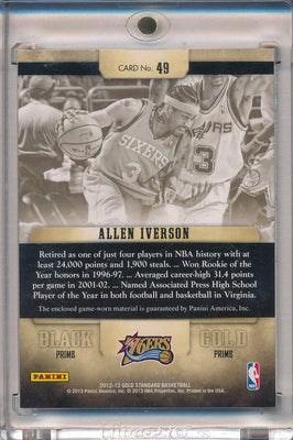 Panini 2012-2013 Gold Standard Black Gold Threads #49 Allen Iverson 5/5