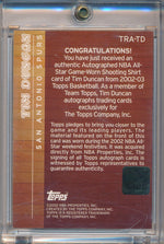 Topps 2001-2002 Team Topps All Star Remnents #TRA-TD Tim Duncan 17/25