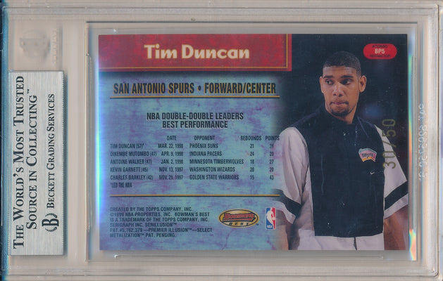 Topps 1998-1999 Bowman's Best Best Performers #BP5 Tim Duncan 30/50 / BGS Grade 9