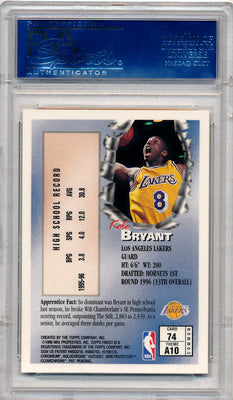 Topps 1996 Finest  #74 Kobe Bryant  / PSA Grade 10