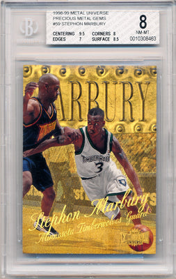 Skybox 1998-1999 Metal Universe Championship Precious Metal Gems #59 Stephon Marbury 12/50 / BGS Grade 8