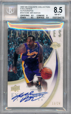 Upper Deck 2007-2008 Exquisite Collection Exclusives Autograph #KB Kobe Bryant 13/24 / BGS Grade 8.5 / Auto Grade 10