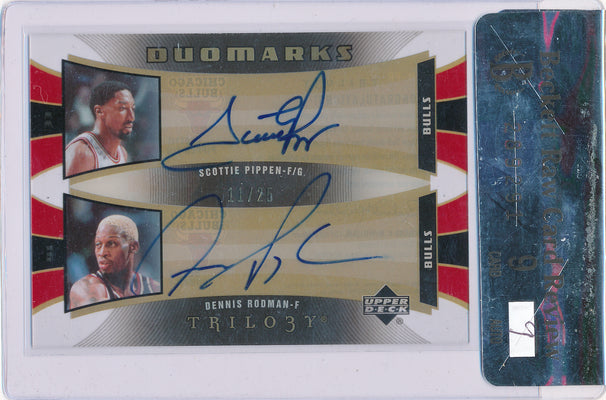 Upper Deck 2005-2006 Upper Deck Trilogy Duomarks #DM-PR Scottie Pippen / Dennis Rodman 11/25 / BGS Grade 9 / Auto Grade 9