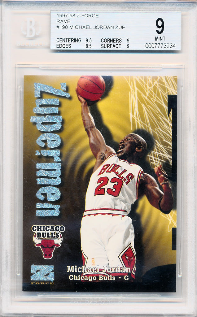 Skybox 1997-1998 Z-Force Rave #190 Michael Jordan 25/399 / BGS Grade 9 ...