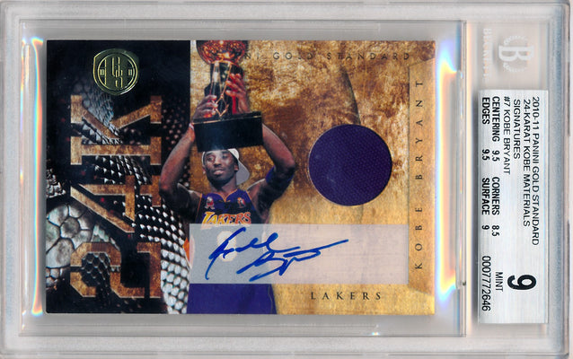 Panini 2010-2011 Gold Standard 24-Karat Kobe Materials #7 Kobe Bryant 48/49 / BGS Grade 9 / Auto Grade 10