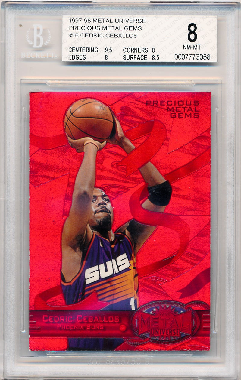 Skybox 1997-1998 Metal Universe Championship Precious Metal Gems Red #16 Cedric Ceballos 94/100 / BGS Grade 8