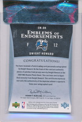 Upper Deck 2004-2005 Exquisite Collection Emblems Of Endorsement #DH Dwight Howard  / Auto Grade 9