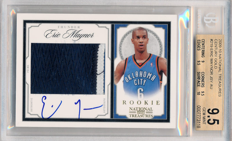 Panini 2009-2010 National Treasures Century Gold #219 Eric Maynor 4/25 / BGS Grade 9.5 / Auto Grade 10