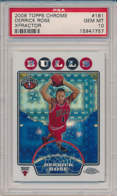 Topps 2008-09 Chrome X-Fractor #181 Derrick Rose 240/288 / PSA Grade 10