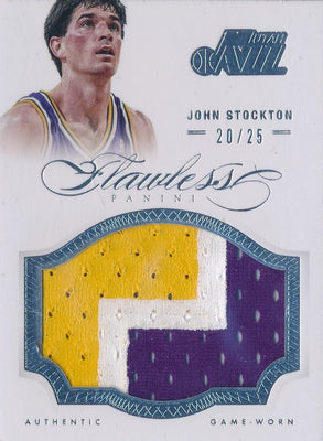 Panini 2012-2013 Flawless Silver Jumbo Patches #62 John Stockton 20/25 / BGS Grade 8