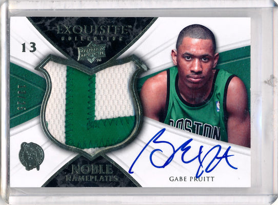 Upper Deck 2008-2009 Exquisite Collection Noble Nameplates #NAGP Gabe Pruitt 13/25