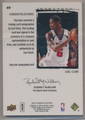 Upper Deck 2009-2010 Exquisite Collection Rookie Auto #49 Earl Clark 132/225