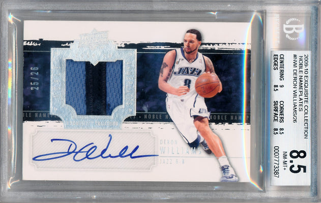 Upper Deck 2009-2010 Exquisite Collection Noble Nameplates #NWI Deron Williams 25/26 / BGS Grade 8.5 / Auto Grade 10