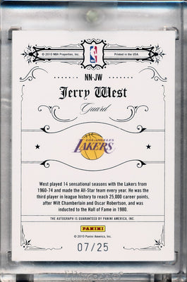 Panini 2009-2010 National Treasures Notable Nicknames  #NN-JW Jerry West 7/25