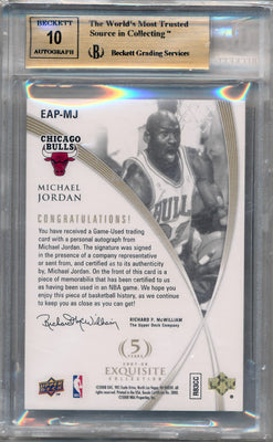 Upper Deck 2007-2008 Exquisite Collection Exclusives Autograph Patch #EAP-MJ Michael Jordan 5/23 / BGS Grade 9.5 / Auto Grade 10