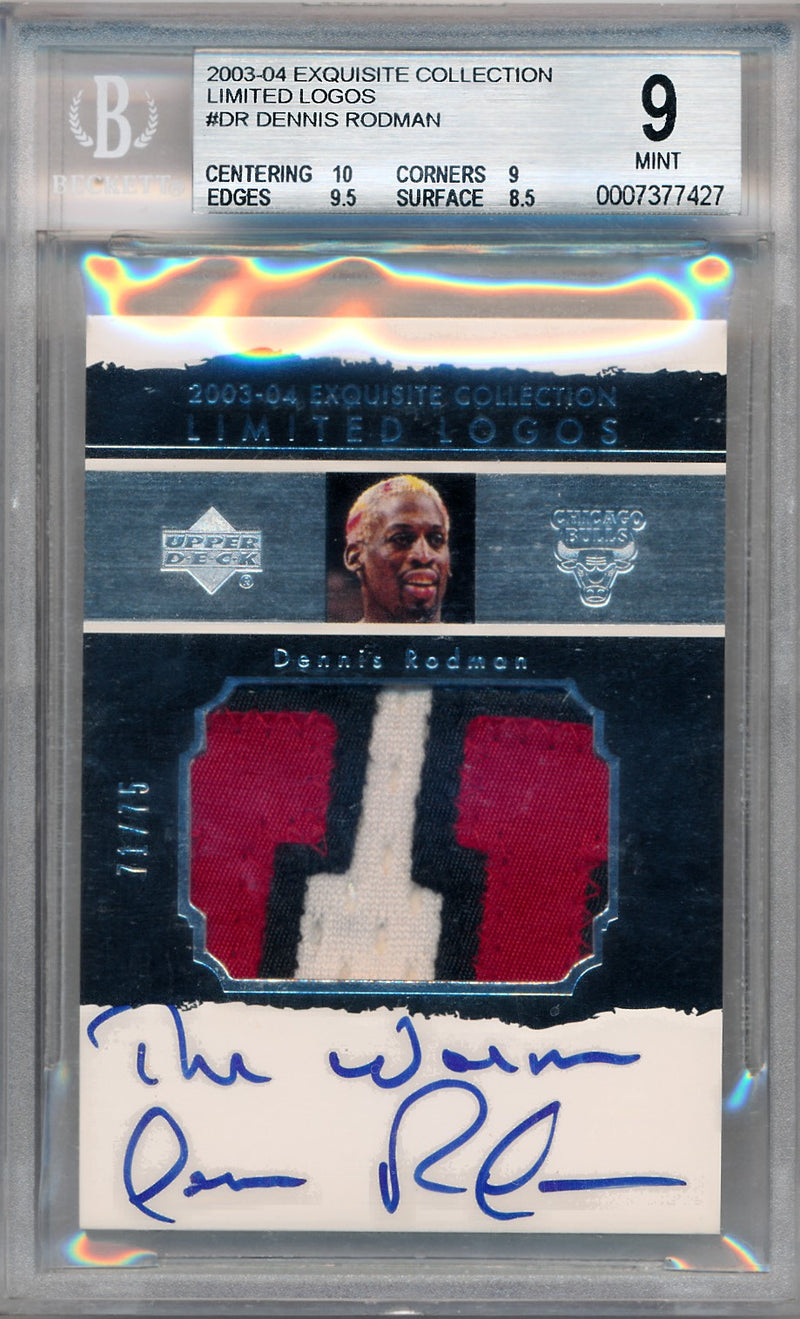 Upper Deck 2003-2004 Exquisite Collection Limited Logos #DR Denniss Rodman 71/75 / BGS Grade 9 / Auto Grade 10