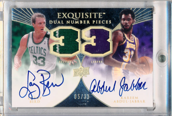 Upper Deck 2007-08 Exquisite Collection Exquisite Dual Number Pieces #EDN-BA Larry Bird/Kareem Abdul-Jabbar 5/33