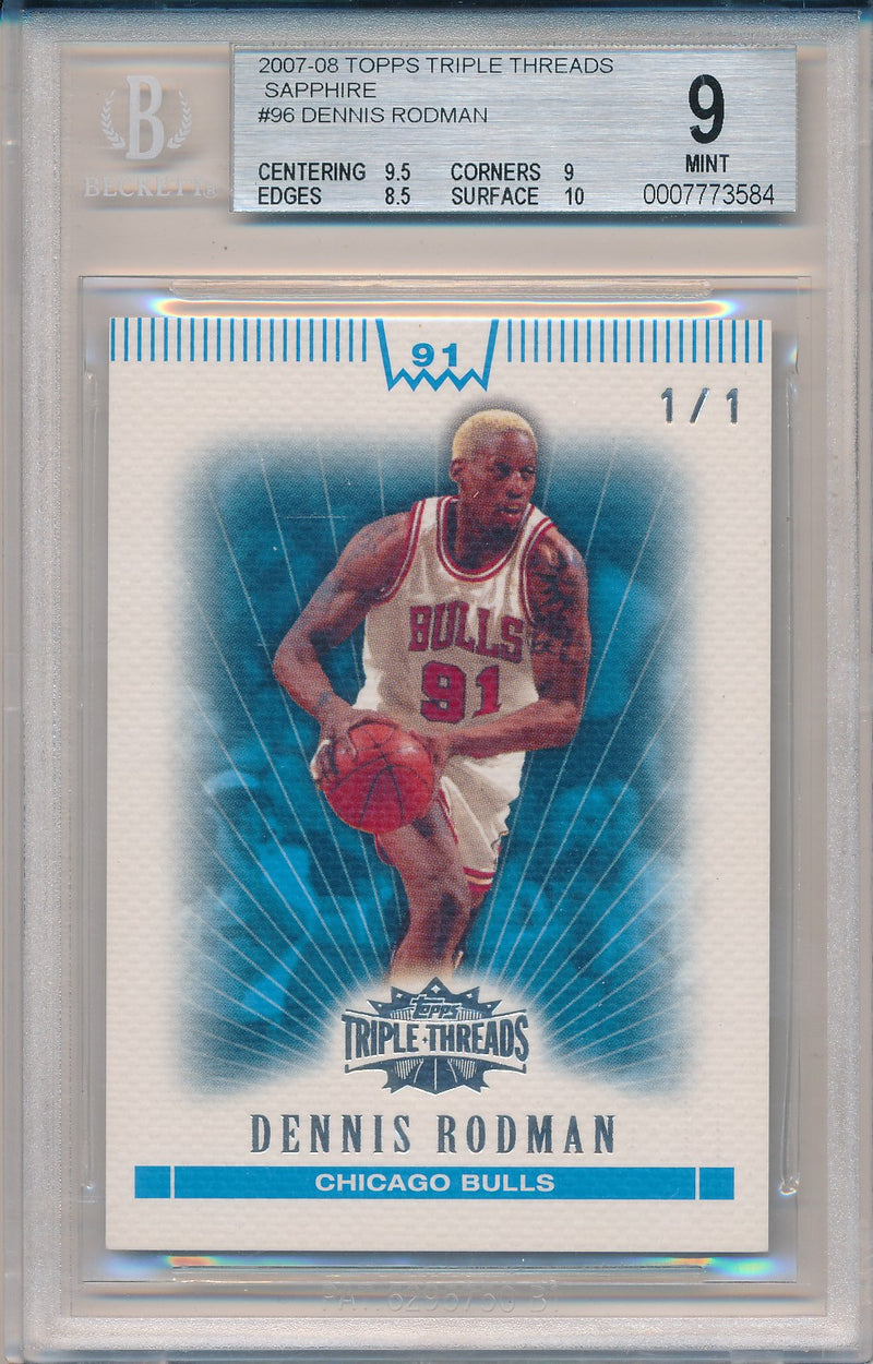 Topps 2007-2008 Triple Threads Sapphire #96 Dennis Rodman 1/1 / BGS Grade 9