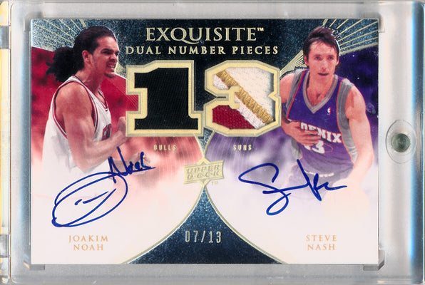 Upper Deck 2007-08 Exquisite Collection Exquisite Dual Number Pieces #EDN-NN Joakim Noah/Steve Nash 7/13