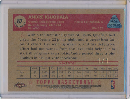 Topps 2005-2006 Chrome Topps 1952 Style #87 Andre Iguodala 1/1