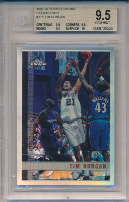 Topps 1997-1998 Chrome Refractors #115 Tim Duncan  / BGS Grade 9.5