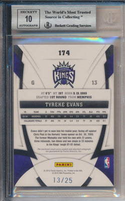 Panini  2009-2010 Certified Mirror Gold RPA #174 Tyreke Evans 13/25 / BGS Grade 9 / Auto Grade 10