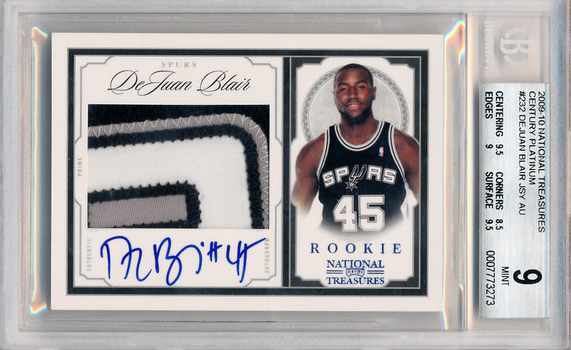 Panini 2009-2010 National Treasures Century Platinum #232 Dejuan Blair 2/5 / BGS Grade 9 / Auto Grade 10