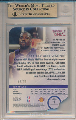 Topps 2002-2003 Pristine Gold Refractors Diecut #1 Shaquille O'neal 63/99 / BGS Grade 9.5