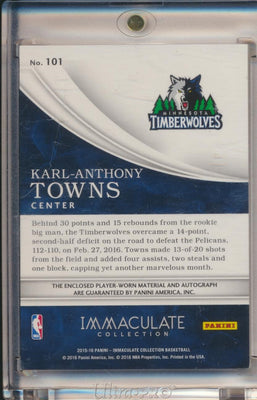 Panini 2015-2016 Immaculate RPA #101 Karl-Anthony Towns 93/99