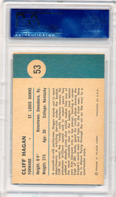 Fleer 1961 St. Louis Hawks  #53 Cliff Hagan  / PSA Grade 8