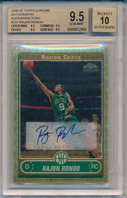 Topps 2006-07 Chrome Superfractors Auto #201 Rajon Rondo 1/1 / BGS Grade 9.5 / Auto Grade 10