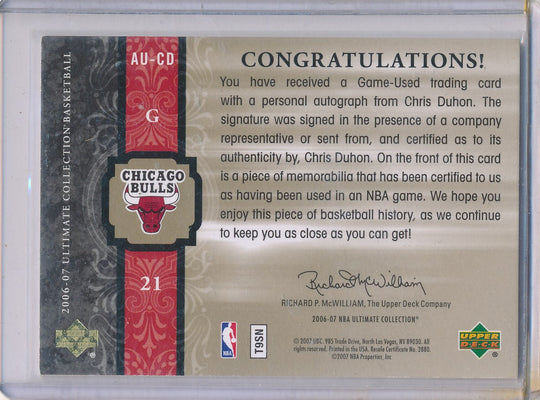 Upper Deck 2006-07 Ultimate Collection  Ultimate Jersey Autographs #AU-CD Chris Duhon 57/75