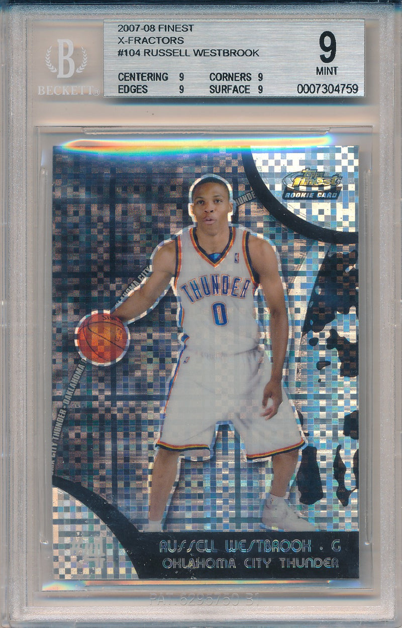 Topps 2007-08 Finest X-Fractors #104 Russell Westbrook 2/15 / BGS Grade 9