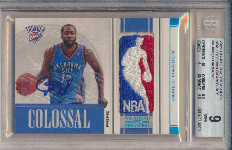 Panini  2009-2010 National Treasures NBA Logoman Signatures #4 James Harden 5/5 / BGS Grade 9 / Auto Grade 10