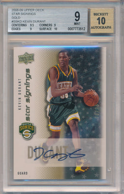 Upper Deck  2008-2009 Star Signings  Gold    #SS-KD Kevin Durant 6/25 / BGS Grade 9 / Auto Grade 10