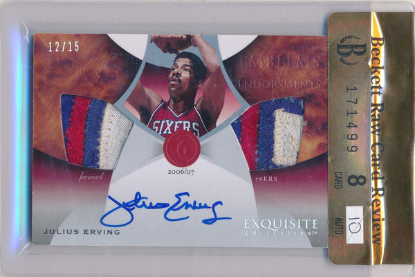 Upper Deck 2006-2007 Exquisite Collection Emblems Of Endorsement #EMJE Julius Irving 12/15 / Auto Grade 10