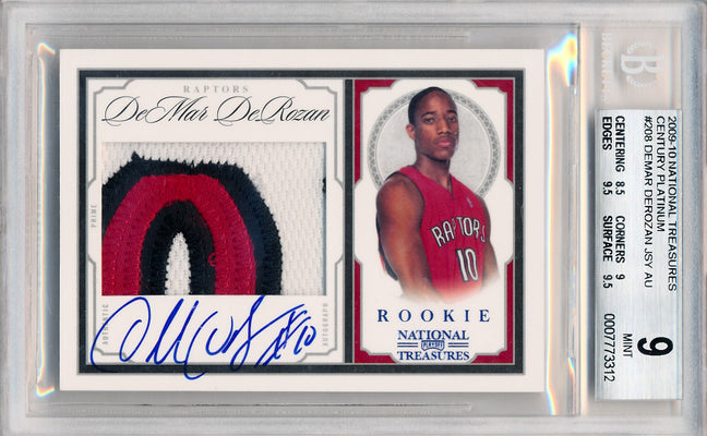 Panini 2009-2010 National Treasures Century Platinum #208 Demar Derozan 5/5 / BGS Grade 9 / Auto Grade 10