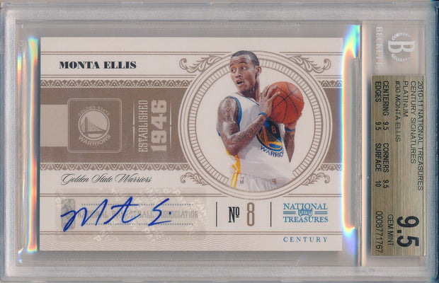 Panini 2010-2011 National Treasures Century Signatures #30 Monta Ellis 1/1 / BGS Grade 9.5 / Auto Grade 10