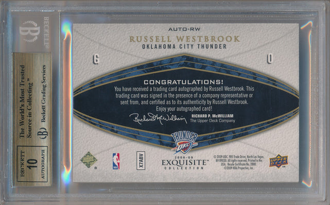 Upper Deck 2008-09 Exquisite Collection Autographs #AUTO-RW Russell Westbrook 13/35 / BGS Grade 9.5 / Auto Grade 10