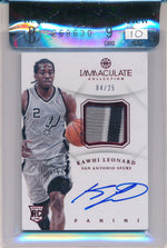 Panini 2012-2013 Immaculate Collection Rookie Card #AP-LE Kawhi Leonard 4/25 / BGS Grade 9 / Auto Grade 10