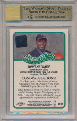 Topps 2003-2004 Topps Chrome Chromographs #CA-DW Dwyane Wade  / BGS Grade 10 / Auto Grade 10