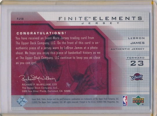 Upper Deck 2003-2004 Finite Elements Authentic Jersey #FJ18 Lebron James