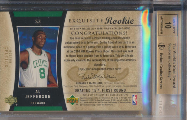 Upper Deck 2004-2005 Exquisite Collection Gold RPA #52 Al Jefferson 3/7 / BGS Grade 9.5 / Auto Grade 10