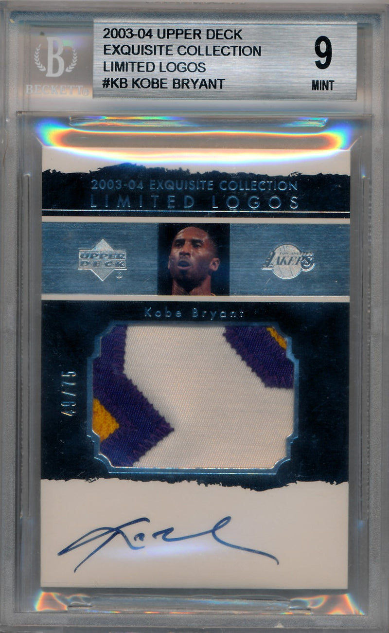 Upper Deck 2003-2004 Exquisite Collection Limited Logos #KB Kobe Bryant 49/75 / BGS Grade 9 / Auto Grade 10