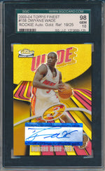 Topps 2003-2004 Finest Gold Refractor #158 Dwyane Wade 19/25 / Auto Grade 10