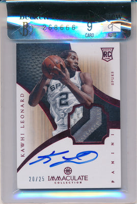 Panini 2012-2013 Immaculate Collection Rookie Card #112 Kawhi Leonard 20/25 / BGS Grade 9 / Auto Grade 9