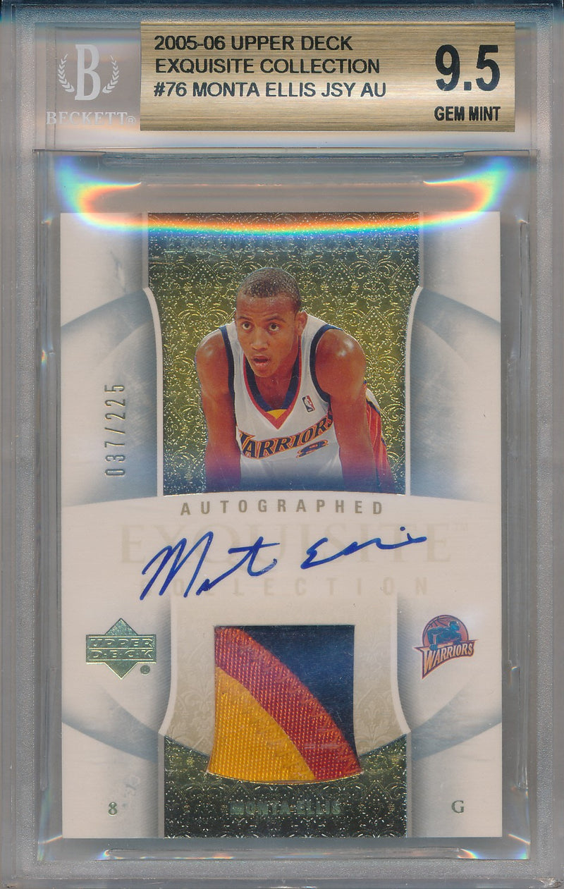 Upper Deck 2005-2006 Exquisite Collection Exquisite Rookie #76-AP Monta Ellis 37/225 / BGS Grade 9.5 / Auto Grade 10