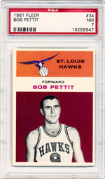 Fleer 1961 St. Louis Hawks  #34 Bob Pettit  / PSA Grade 7