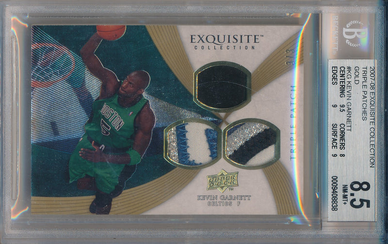 Upper Deck 2007-2008 Exquisite Collection Triple Patches #TRIP-KG Kevin Garnett 3/3 / BGS Grade 8.5